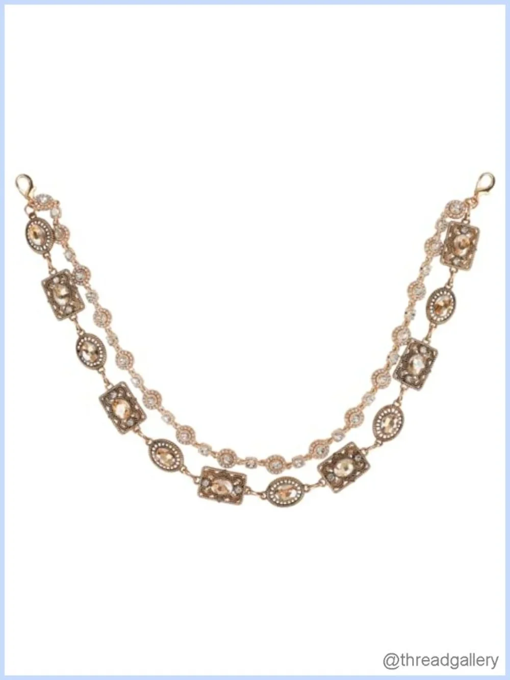 Vintage Gold-Tone Rhinestone Layered Waist Chain Belt Metal Pants Chain